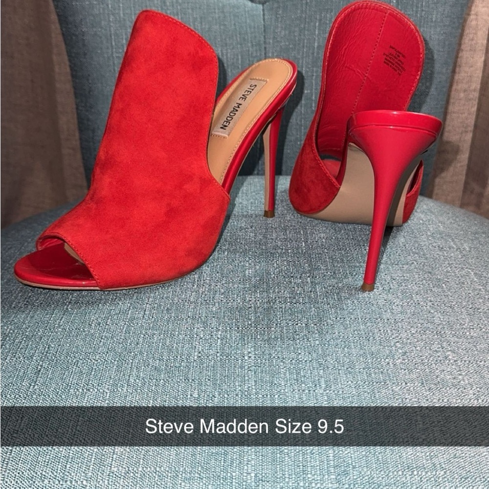 Steve Madden Vibrant Red Peep-Toe Heels